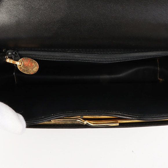 DIOR Logo Plate Metal Clasp Pocket Shoulder Bag Black - Picture 6 of 16